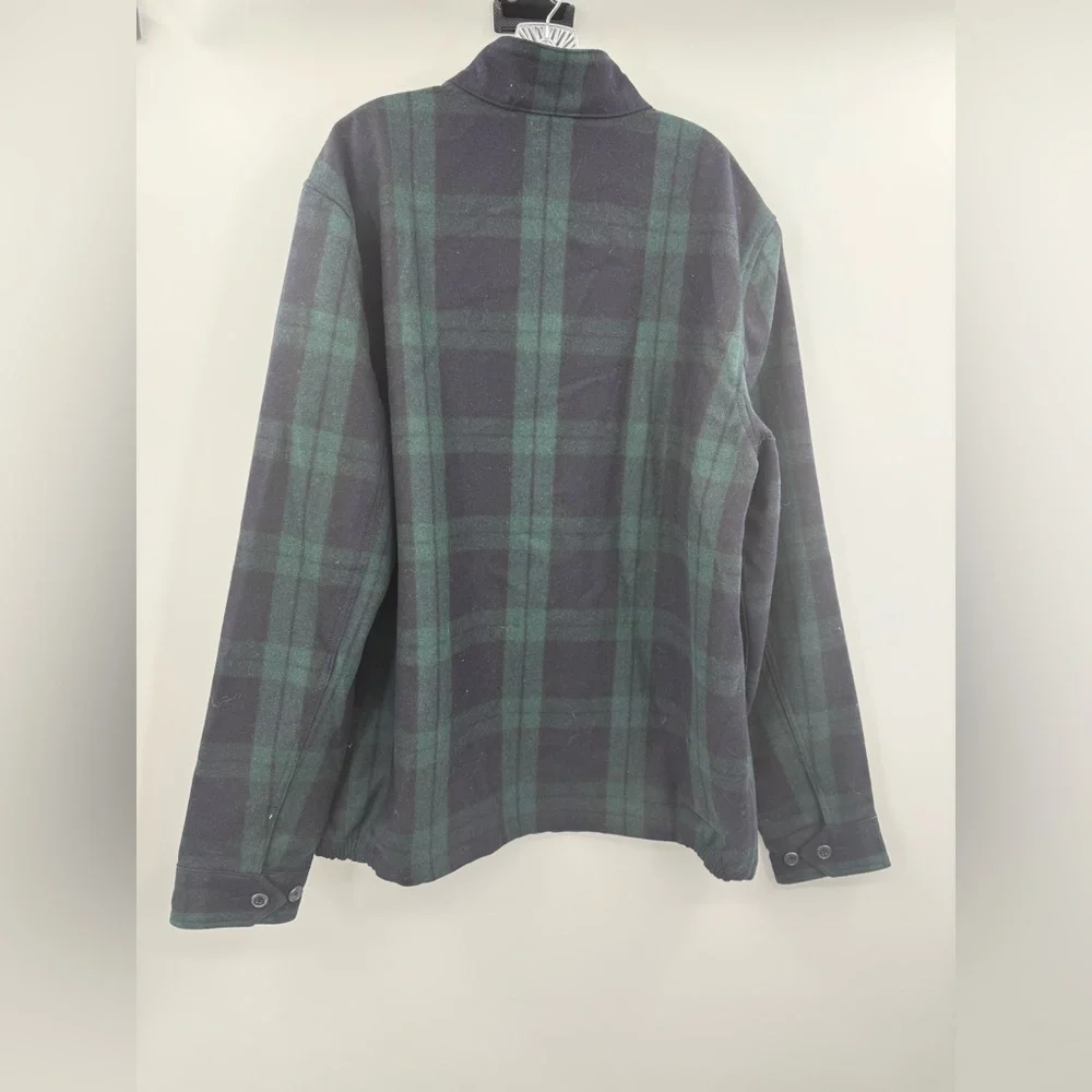 Lands End Men's Canvas‎ Lined Plaid Wool Dress Jacket Green Tartan Size XL